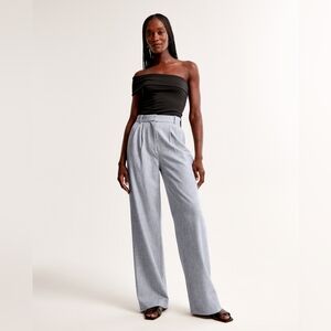 Abercrombie & Fitch Light Gray Sloane Tailored Wide Leg Pants